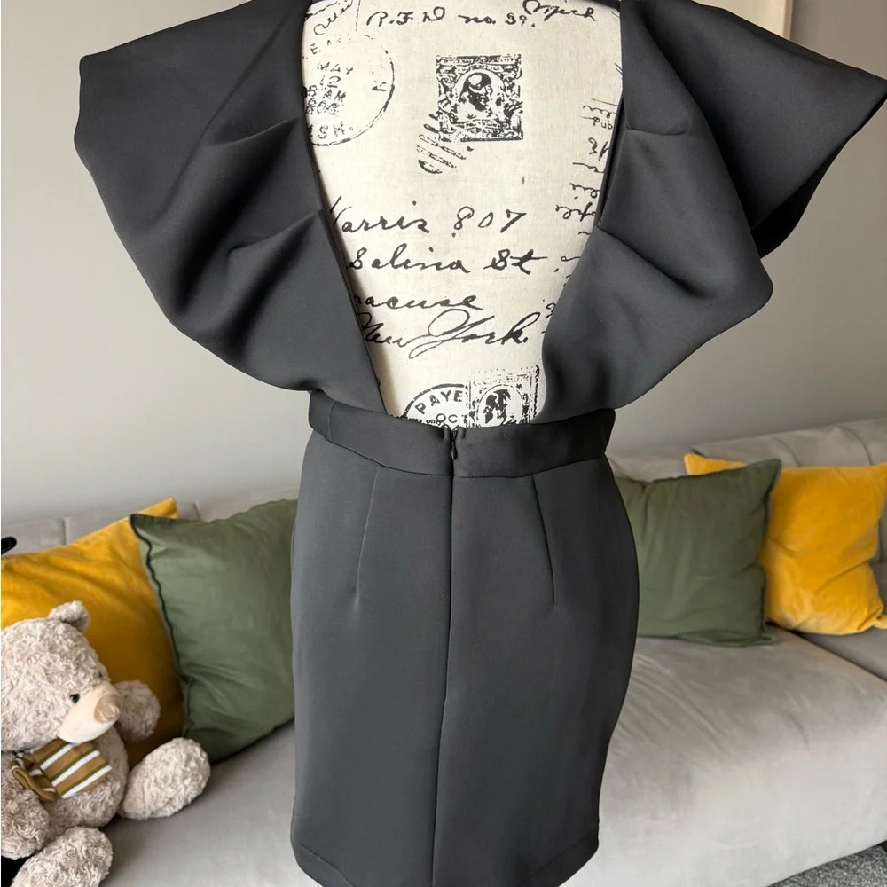 AKIRA Dramatic Black Mini Dress - Picture 2 of 6